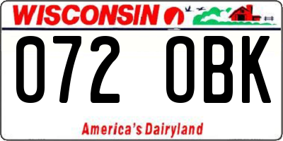 WI license plate 072OBK