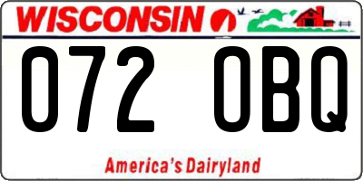 WI license plate 072OBQ