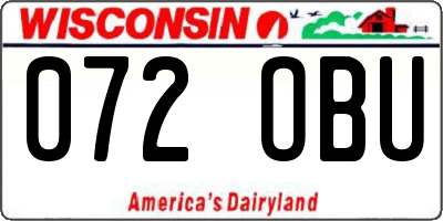 WI license plate 072OBU