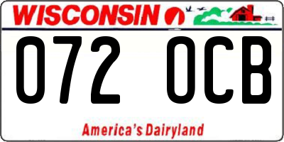 WI license plate 072OCB