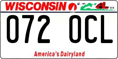 WI license plate 072OCL