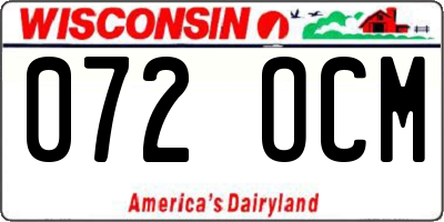 WI license plate 072OCM