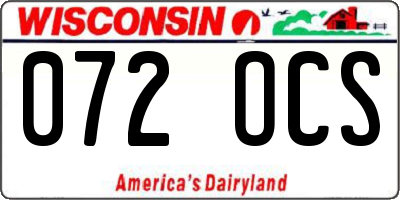 WI license plate 072OCS