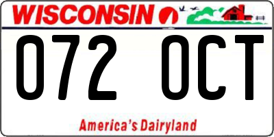 WI license plate 072OCT