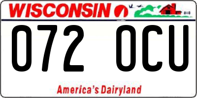 WI license plate 072OCU