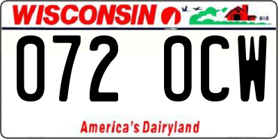 WI license plate 072OCW