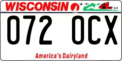 WI license plate 072OCX