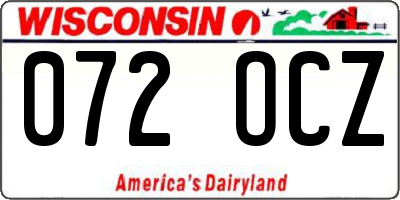 WI license plate 072OCZ