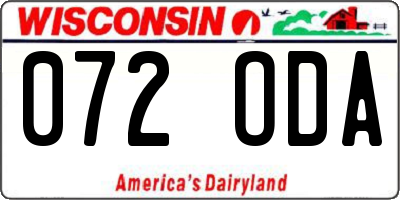 WI license plate 072ODA