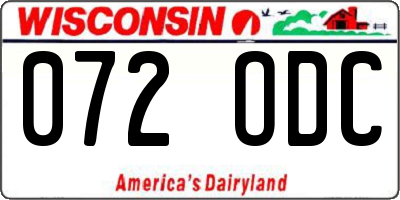 WI license plate 072ODC
