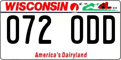 WI license plate 072ODD