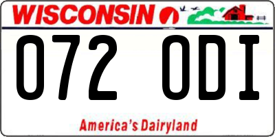 WI license plate 072ODI