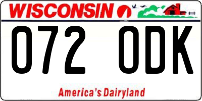 WI license plate 072ODK