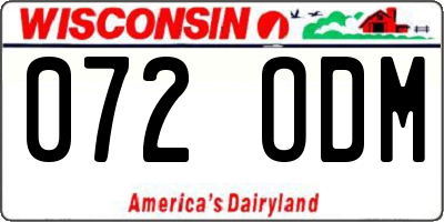 WI license plate 072ODM