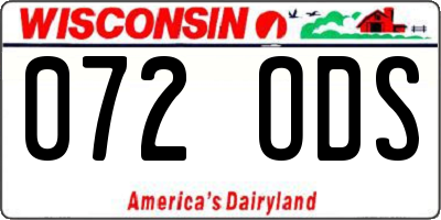 WI license plate 072ODS