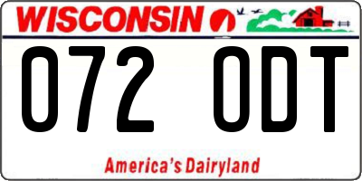 WI license plate 072ODT