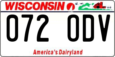 WI license plate 072ODV