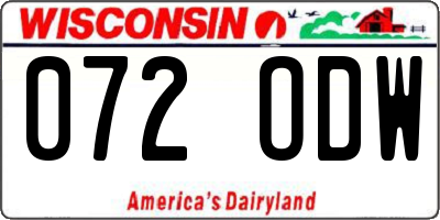 WI license plate 072ODW