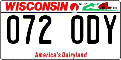 WI license plate 072ODY