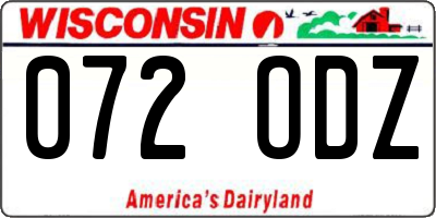 WI license plate 072ODZ