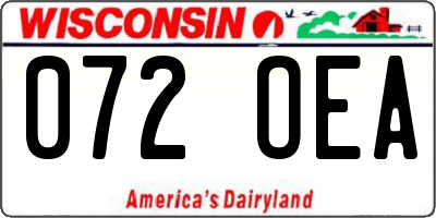 WI license plate 072OEA