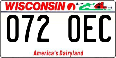 WI license plate 072OEC
