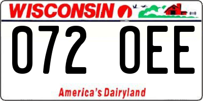 WI license plate 072OEE