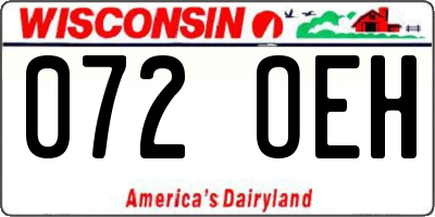 WI license plate 072OEH