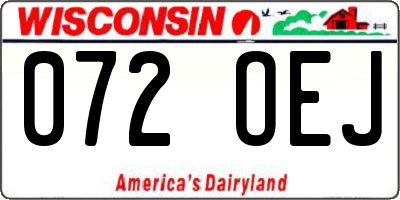 WI license plate 072OEJ