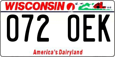 WI license plate 072OEK
