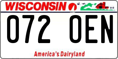WI license plate 072OEN