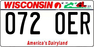 WI license plate 072OER