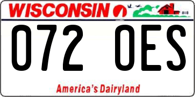 WI license plate 072OES