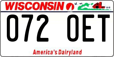 WI license plate 072OET