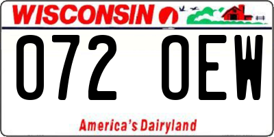 WI license plate 072OEW