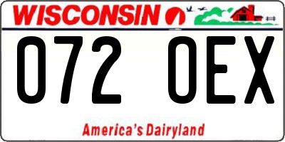 WI license plate 072OEX