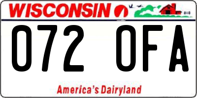 WI license plate 072OFA