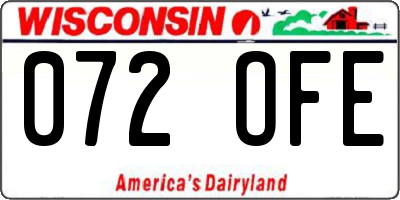 WI license plate 072OFE