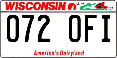 WI license plate 072OFI