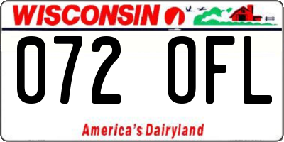 WI license plate 072OFL