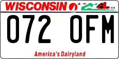WI license plate 072OFM