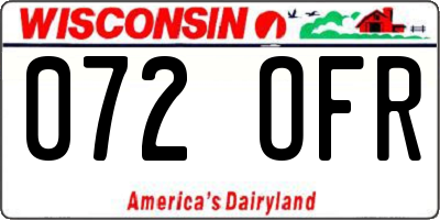 WI license plate 072OFR