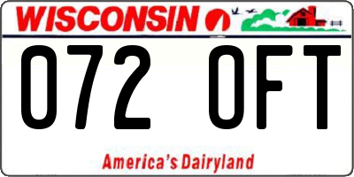 WI license plate 072OFT