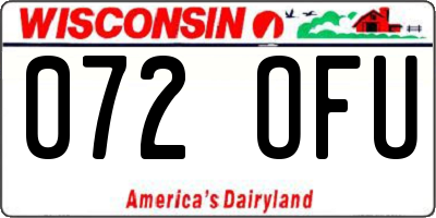 WI license plate 072OFU