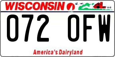 WI license plate 072OFW