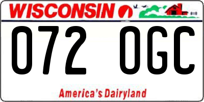 WI license plate 072OGC
