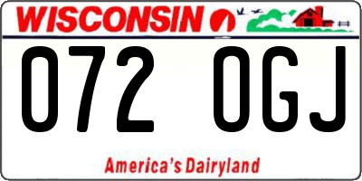 WI license plate 072OGJ