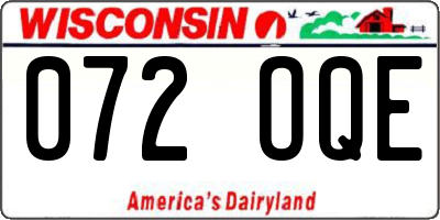 WI license plate 072OQE