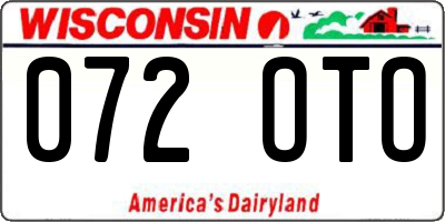 WI license plate 072OTO
