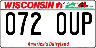 WI license plate 072OUP